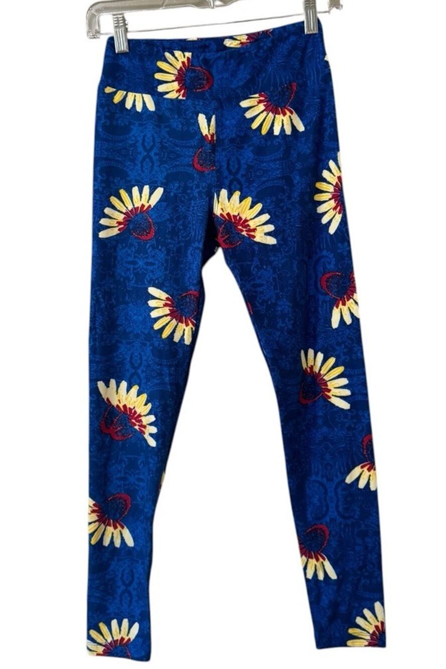 LulaRoe Women Sz OS Leggings Stretch Sunflower Country Teacher Artsy Classic